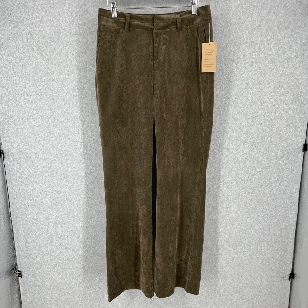 Coldwater Creek Womens Whisper Corduroy Tousers Pants Size 6 Green Brown NEW